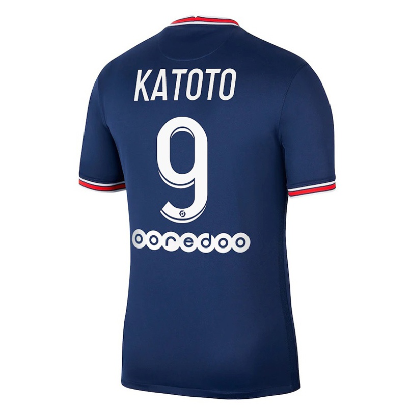 Kinder Fußball Marie-antoinette Katoto #9 Dunkelblau Heimtrikot Trikot 2021/22 T-shirt