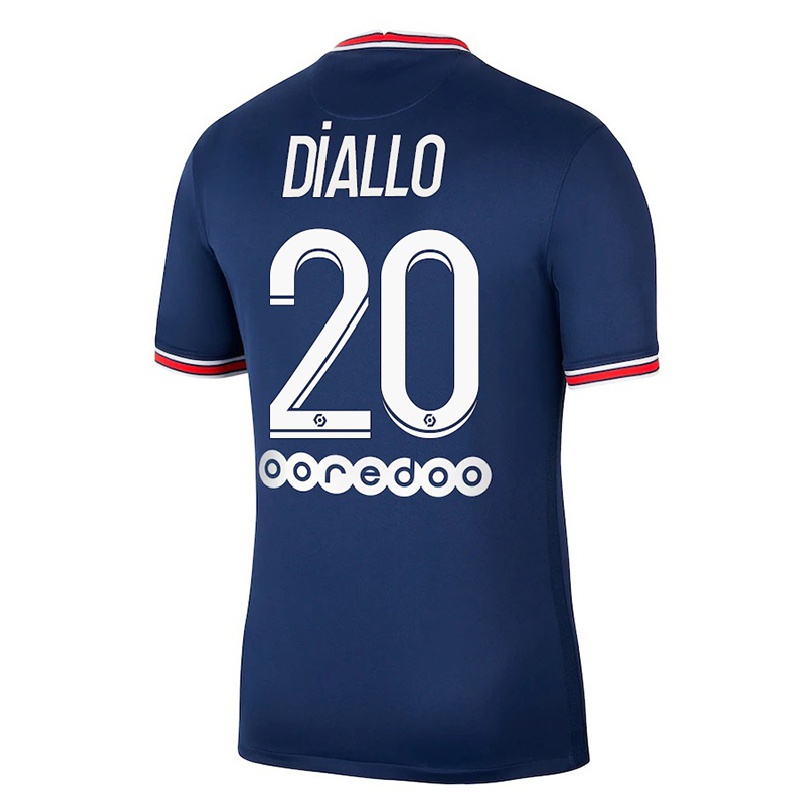 Kinder Fußball Aminata Diallo #20 Dunkelblau Heimtrikot Trikot 2021/22 T-shirt