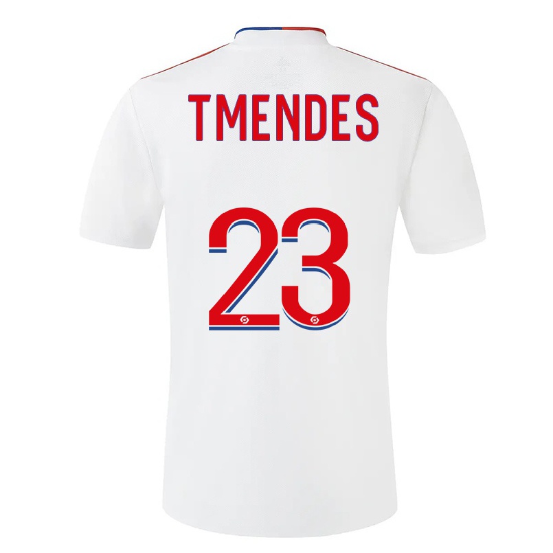 Kinder Fußball Thiago Mendes #23 Weiß Heimtrikot Trikot 2021/22 T-shirt
