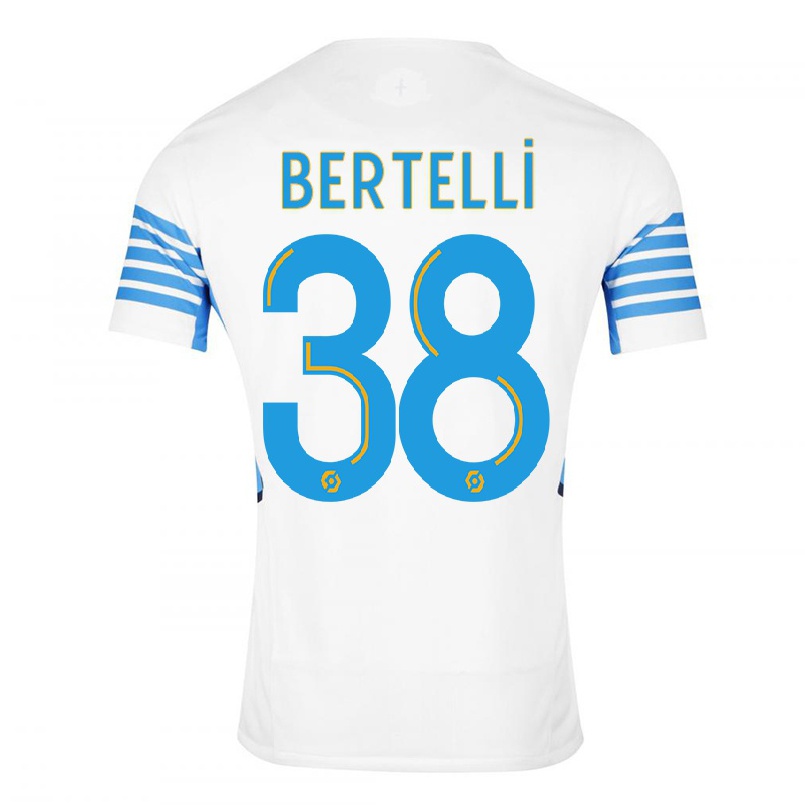 Kinder Fußball Ugo Bertelli #38 Weiß Heimtrikot Trikot 2021/22 T-shirt
