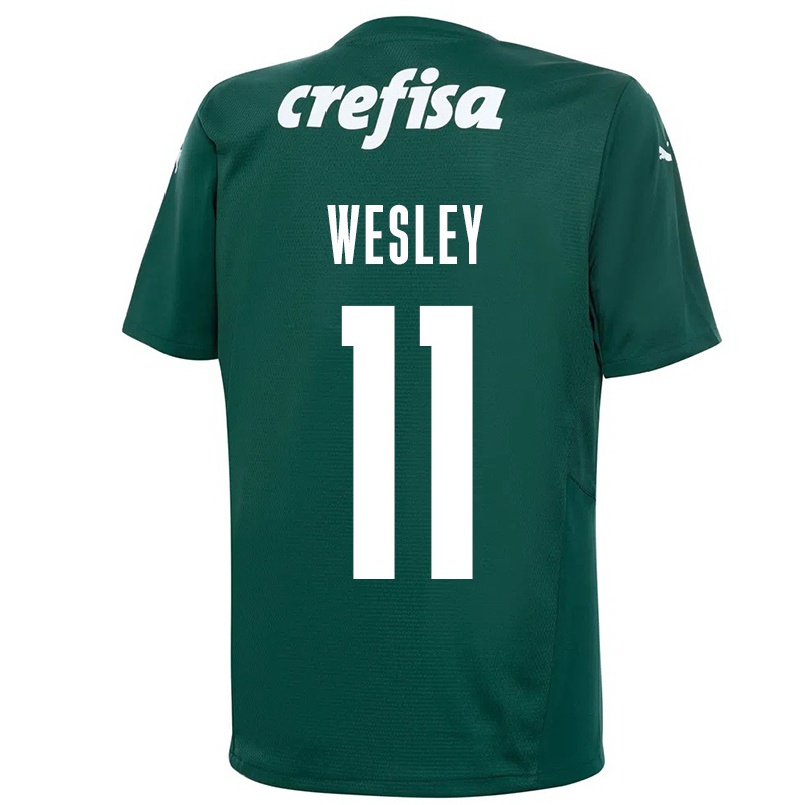 Kinder Fußball Wesley #11 Dunkelgrün Heimtrikot Trikot 2021/22 T-shirt