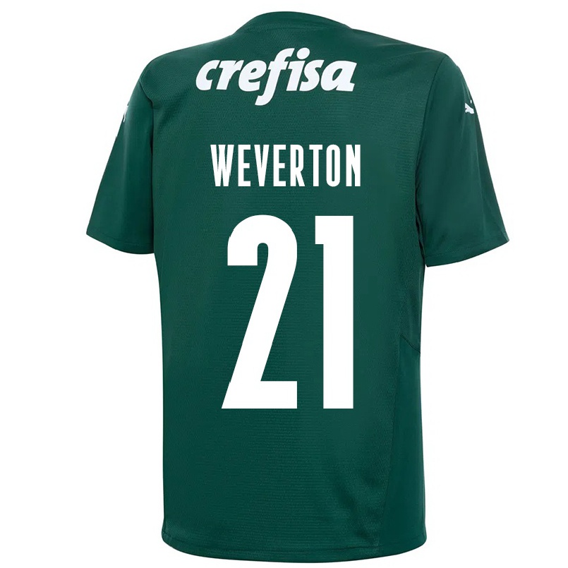 Kinder Fußball Weverton #21 Dunkelgrün Heimtrikot Trikot 2021/22 T-shirt