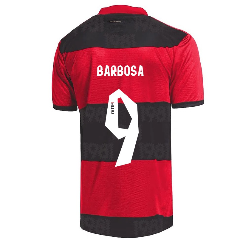 Kinder Fußball Gabriel Barbosa #9 Rot Schwarz Heimtrikot Trikot 2021/22 T-shirt