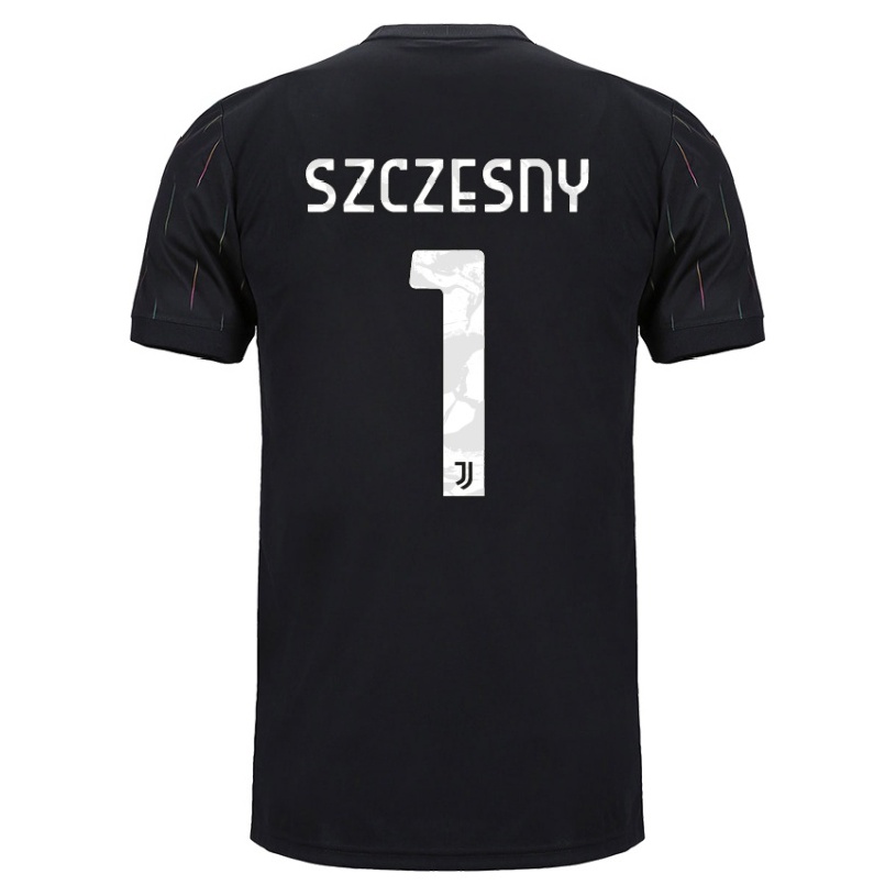 Kinder Fußball Wojciech Szczesny #1 Schwarz Auswärtstrikot Trikot 2021/22 T-shirt