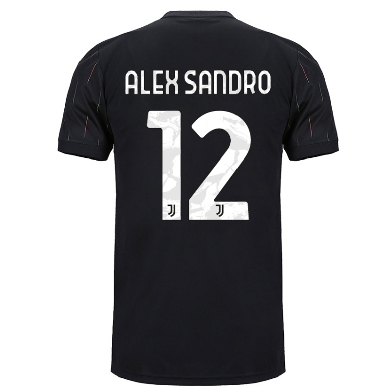 Kinder Fußball Alex Sandro #12 Schwarz Auswärtstrikot Trikot 2021/22 T-shirt