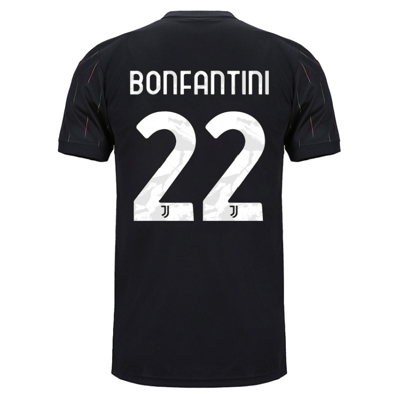 Kinder Fußball Agnese Bonfantini #22 Schwarz Auswärtstrikot Trikot 2021/22 T-shirt
