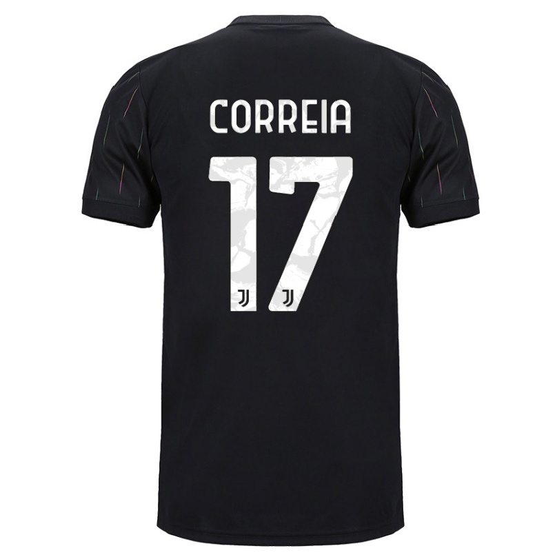 Kinder Fußball Felix Correia #17 Schwarz Auswärtstrikot Trikot 2021/22 T-shirt