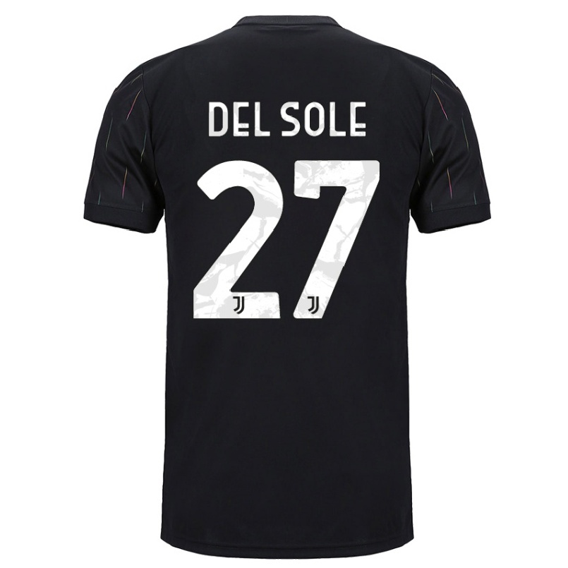 Kinder Fußball Ferdinando Del Sole #27 Schwarz Auswärtstrikot Trikot 2021/22 T-shirt