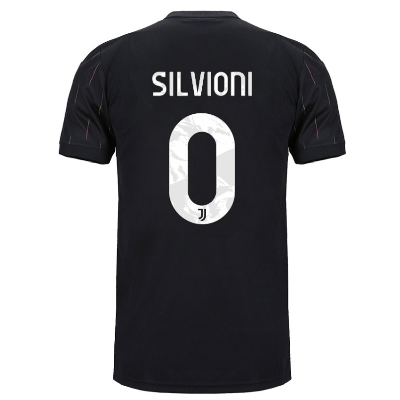 Kinder Fußball Ludovica Silvioni #0 Schwarz Auswärtstrikot Trikot 2021/22 T-shirt