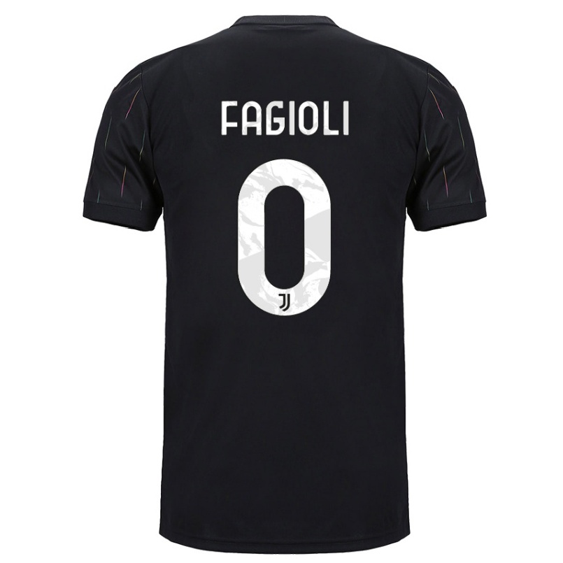 Kinder Fußball Nicolo Fagioli #0 Schwarz Auswärtstrikot Trikot 2021/22 T-shirt