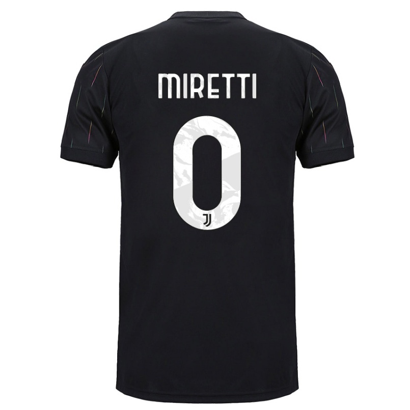 Kinder Fußball Fabio Miretti #0 Schwarz Auswärtstrikot Trikot 2021/22 T-shirt