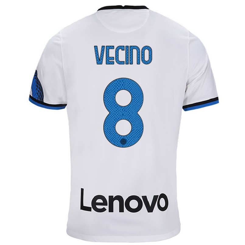 Kinder Fußball Matias Vecino #8 Weiß Blau Auswärtstrikot Trikot 2021/22 T-shirt