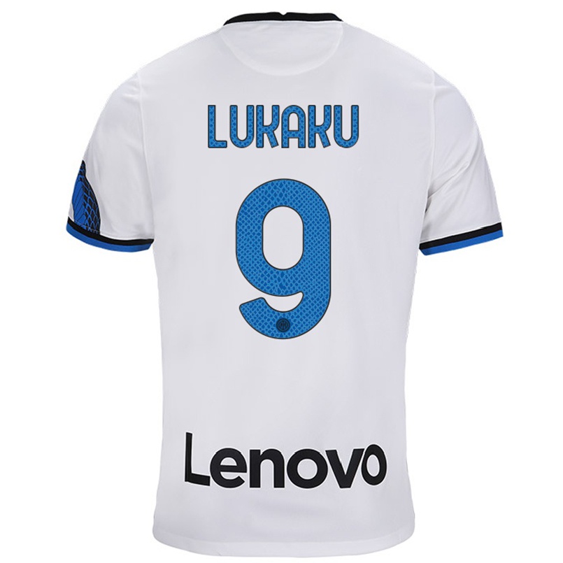 Kinder Fußball Romelu Lukaku #9 Weiß Blau Auswärtstrikot Trikot 2021/22 T-shirt
