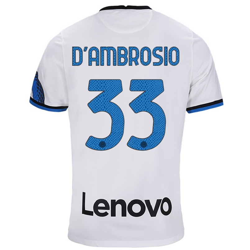 Kinder Fußball Danilo D'ambrosio #33 Weiß Blau Auswärtstrikot Trikot 2021/22 T-shirt