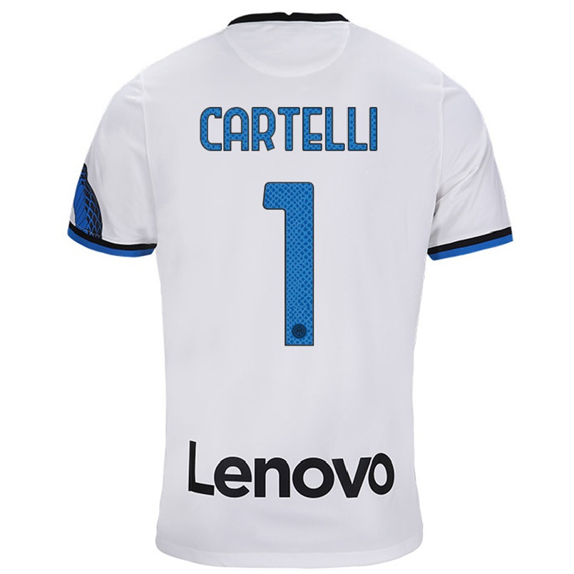Kinder Fußball Carlotta Cartelli #1 Weiß Blau Auswärtstrikot Trikot 2021/22 T-Shirt