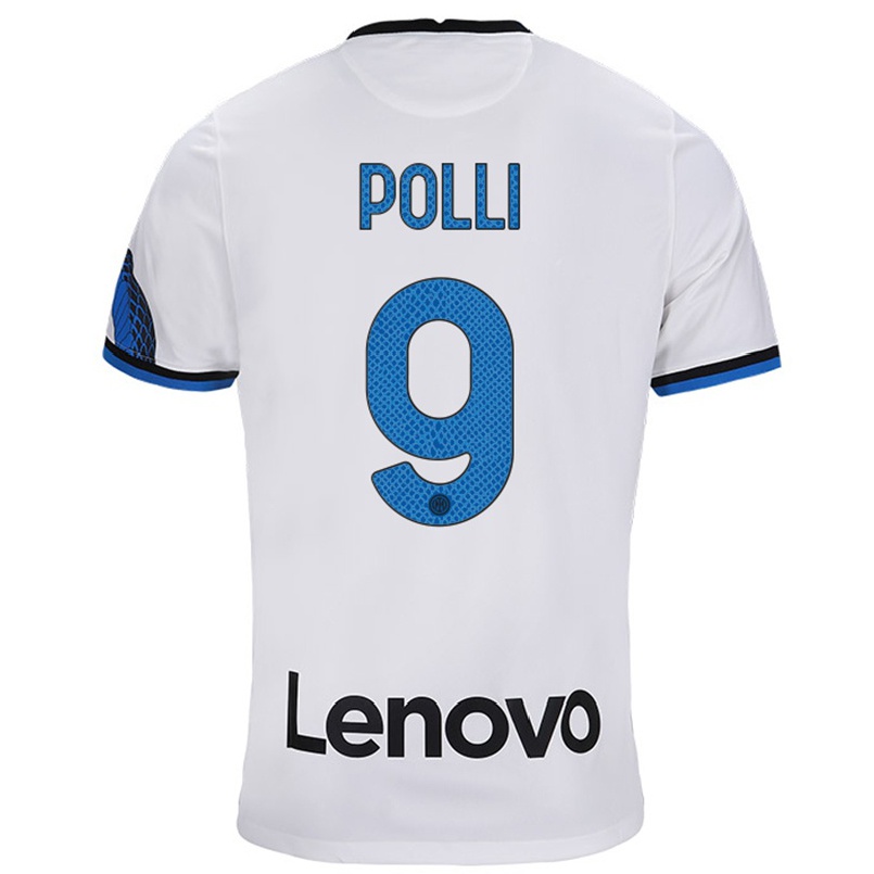 Kinder Fußball Elisa Polli #9 Weiß Blau Auswärtstrikot Trikot 2021/22 T-shirt