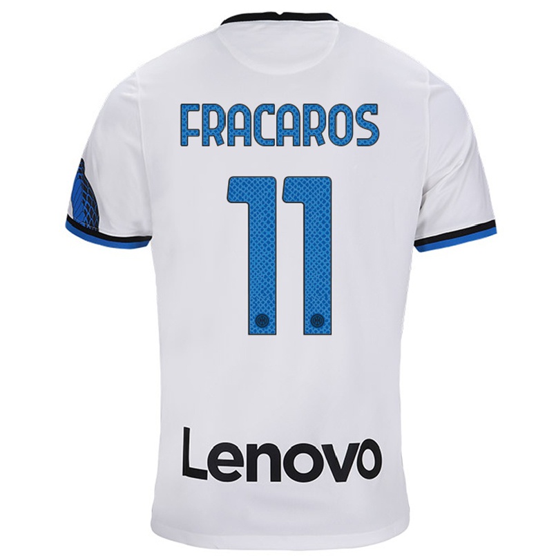 Kinder Fußball Caterina Fracaros #11 Weiß Blau Auswärtstrikot Trikot 2021/22 T-shirt