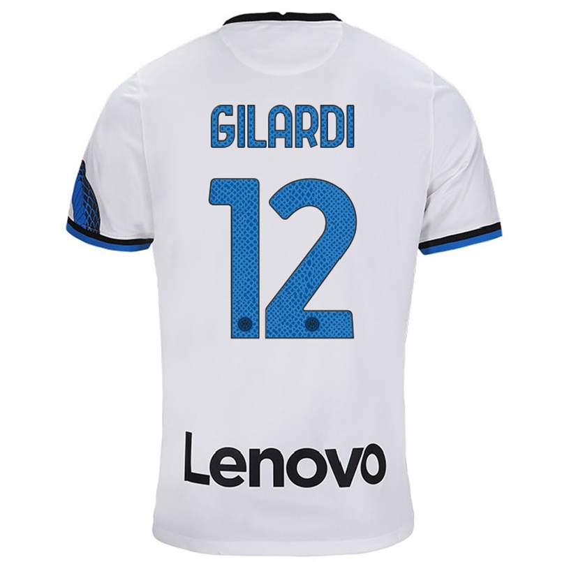Kinder Fußball Astrid Gilardi #12 Weiß Blau Auswärtstrikot Trikot 2021/22 T-shirt