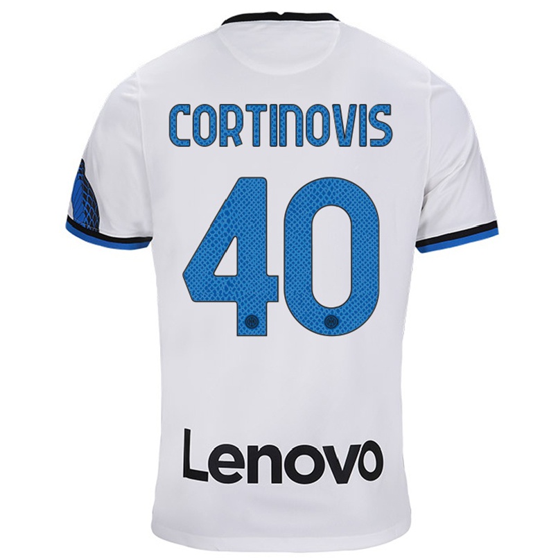 Kinder Fußball Fabio Cortinovis #40 Weiß Blau Auswärtstrikot Trikot 2021/22 T-shirt