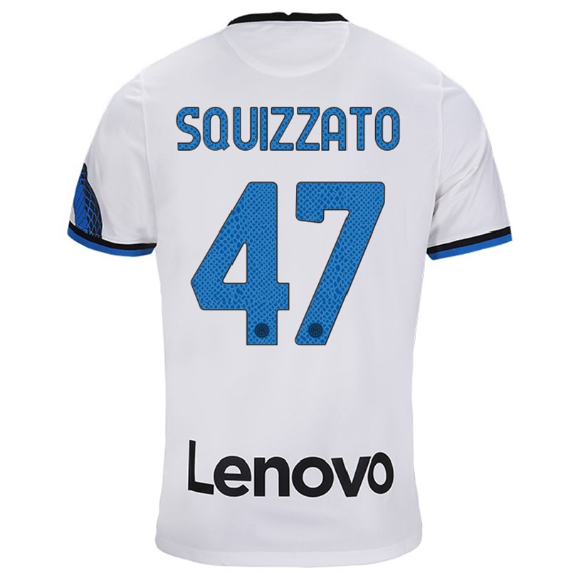 Kinder Fußball Niccolo Squizzato #47 Weiß Blau Auswärtstrikot Trikot 2021/22 T-shirt