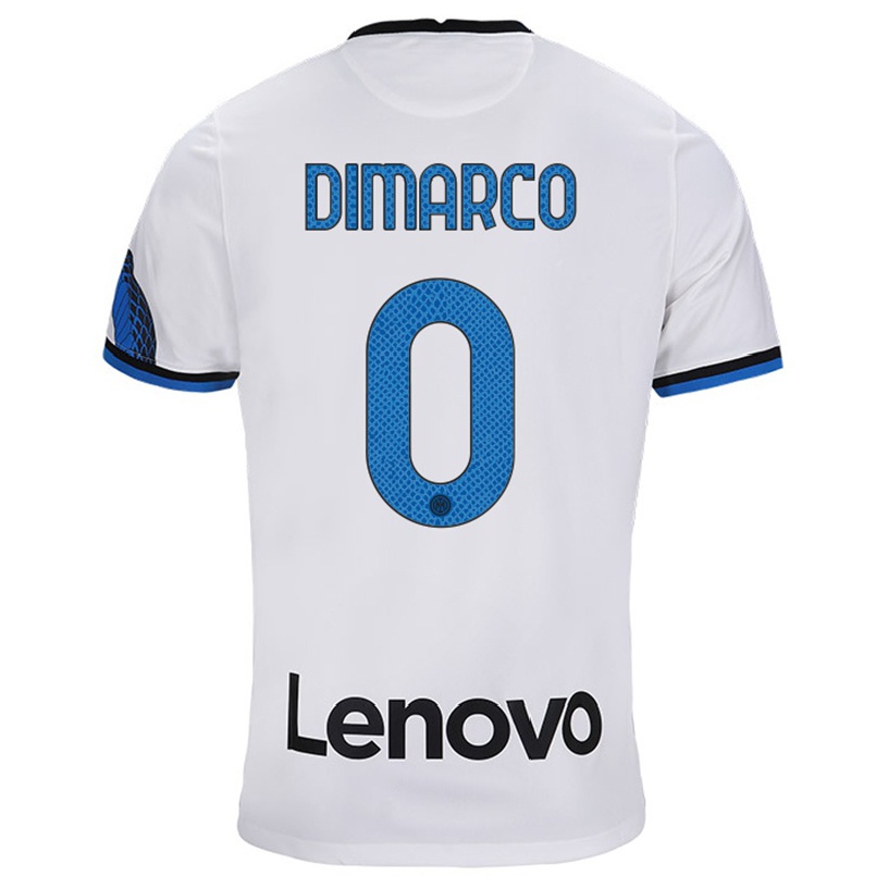 Kinder Fußball Christian Dimarco #0 Weiß Blau Auswärtstrikot Trikot 2021/22 T-shirt