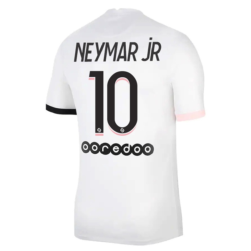 Kinder Fußball Neymar #10 Weiß Rosa Auswärtstrikot Trikot 2021/22 T-shirt