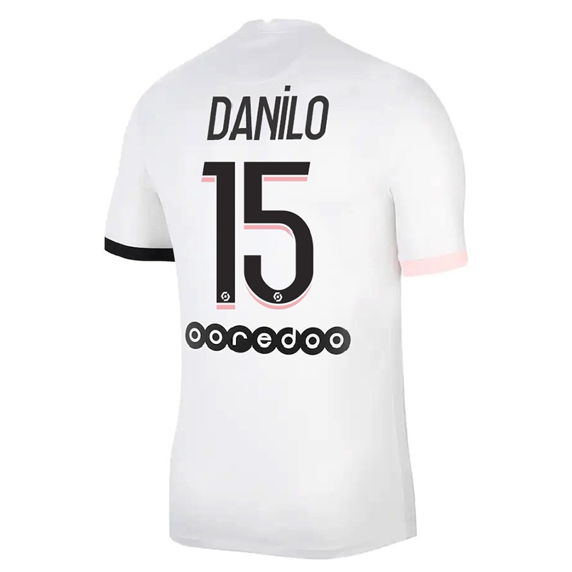 Kinder Fußball Danilo Pereira #15 Weiß Rosa Auswärtstrikot Trikot 2021/22 T-shirt