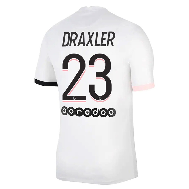 Kinder Fußball Julian Draxler #23 Weiß Rosa Auswärtstrikot Trikot 2021/22 T-shirt