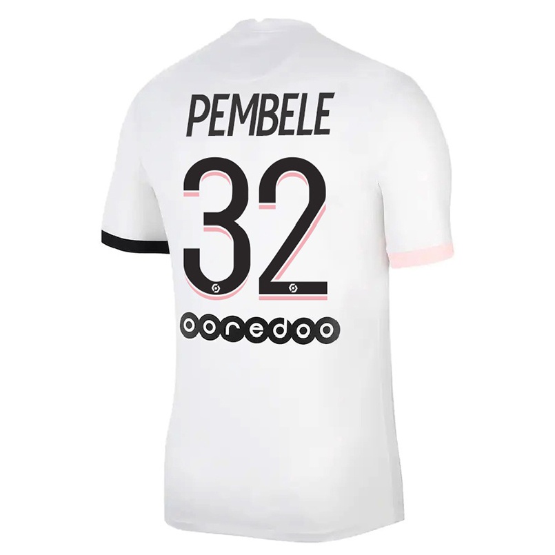 Kinder Fußball Timothee Pembele #32 Weiß Rosa Auswärtstrikot Trikot 2021/22 T-shirt