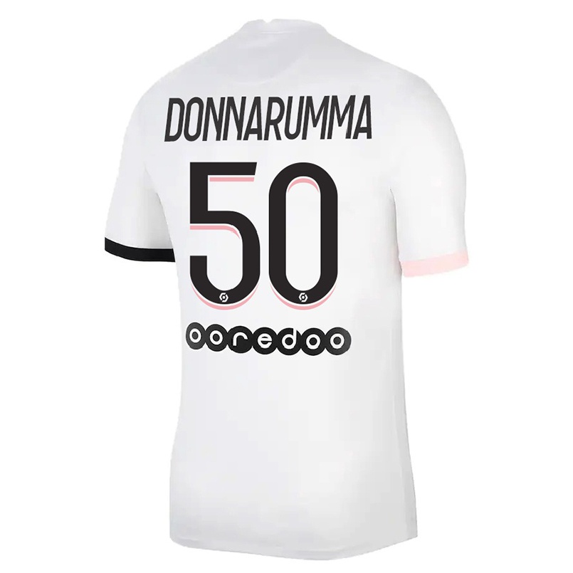 Kinder Fußball Gianluigi Donnarumma #50 Weiß Rosa Auswärtstrikot Trikot 2021/22 T-shirt