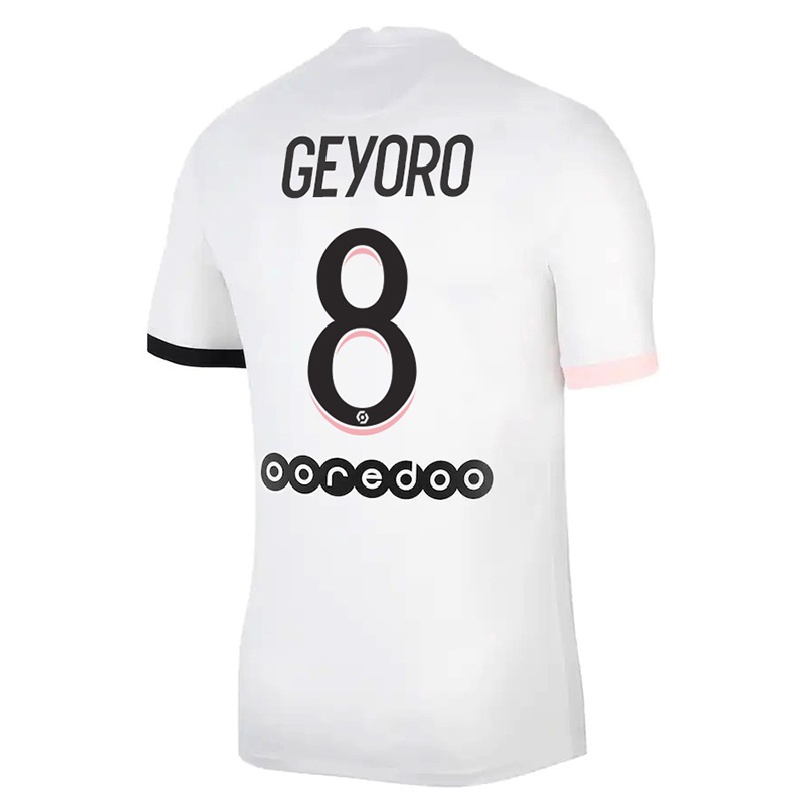 Kinder Fußball Grace Geyoro #8 Weiß Rosa Auswärtstrikot Trikot 2021/22 T-shirt