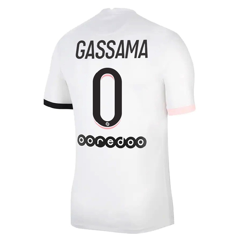 Kinder Fußball Djeidi Gassama #0 Weiß Rosa Auswärtstrikot Trikot 2021/22 T-shirt