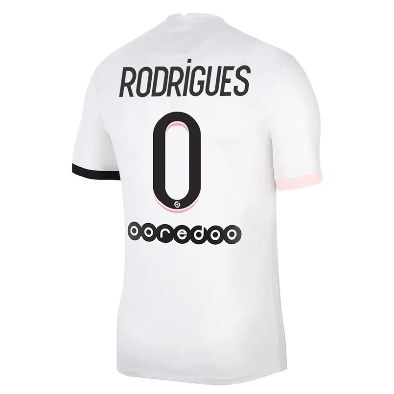 Kinder Fußball Nelly Rodrigues #0 Weiß Rosa Auswärtstrikot Trikot 2021/22 T-shirt