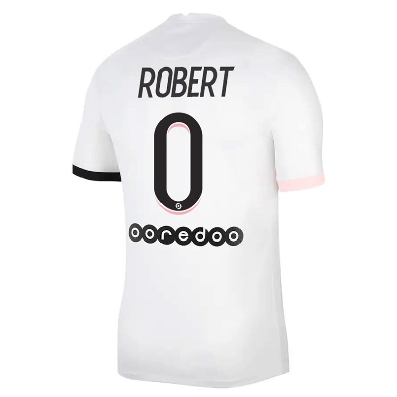 Kinder Fußball Laure Robert #0 Weiß Rosa Auswärtstrikot Trikot 2021/22 T-shirt