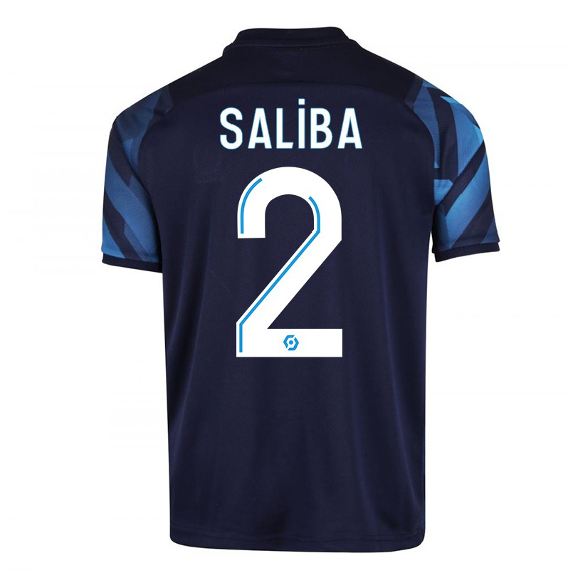 Kinder Fußball William Saliba #2 Dunkelblau Auswärtstrikot Trikot 2021/22 T-shirt