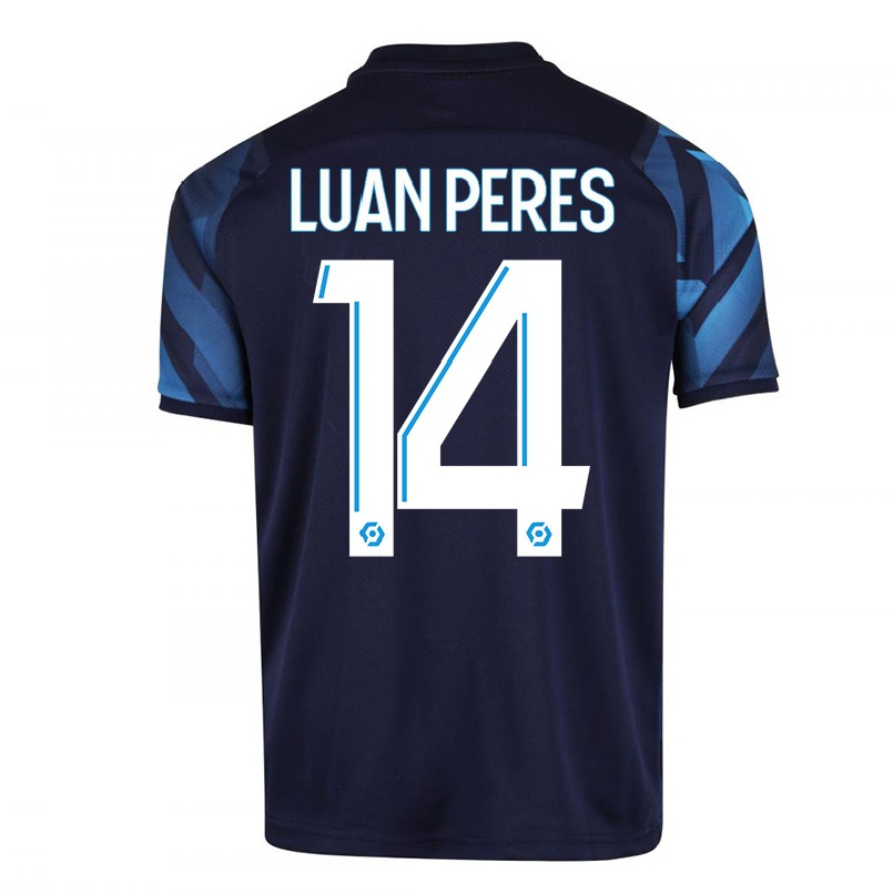 Kinder Fußball Luan Peres #14 Dunkelblau Auswärtstrikot Trikot 2021/22 T-Shirt