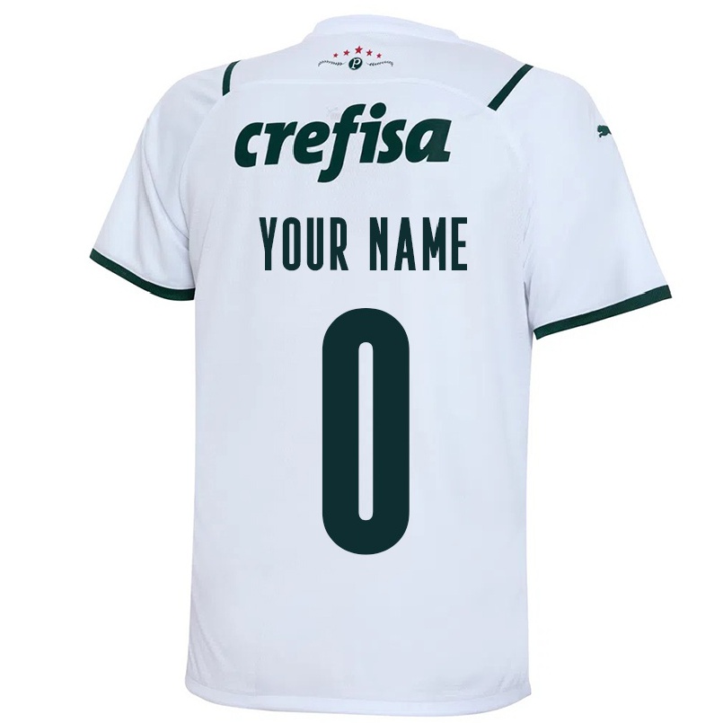 Kinder Fußball Dein Name #0 Weiß Auswärtstrikot Trikot 2021/22 T-shirt