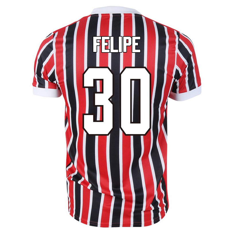 Kinder Fußball Everton Felipe #30 Rot Schwarz Auswärtstrikot Trikot 2021/22 T-Shirt