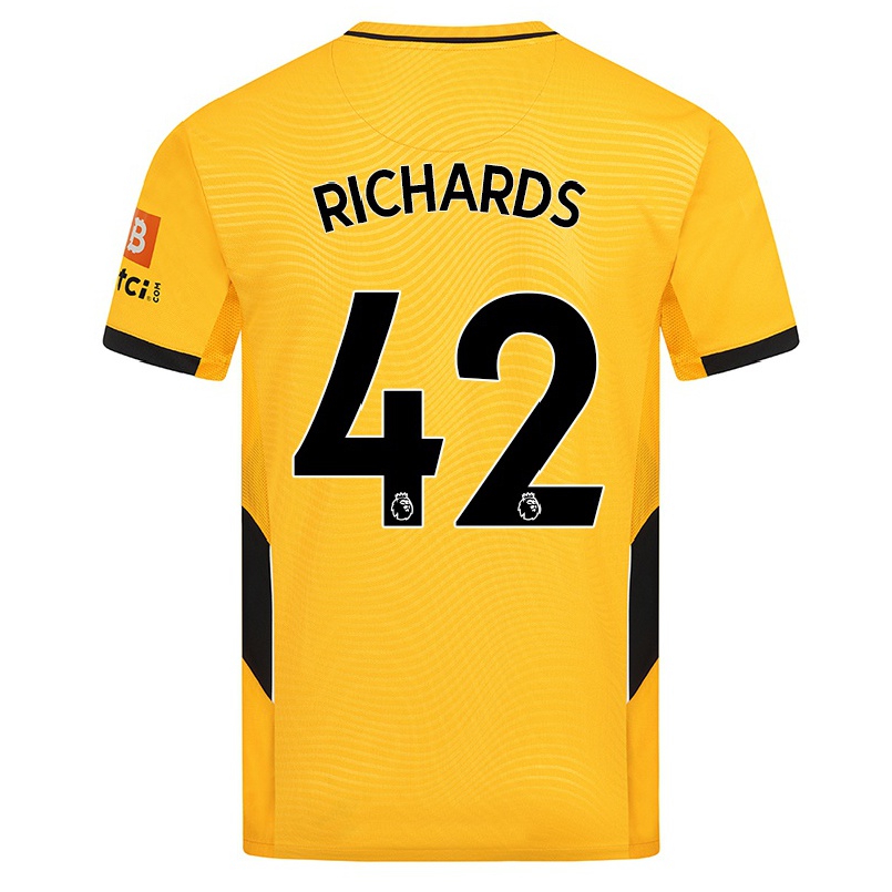 Kinder Fußball Lewis Richards #42 Gelb Heimtrikot Trikot 2021/22 T-shirt