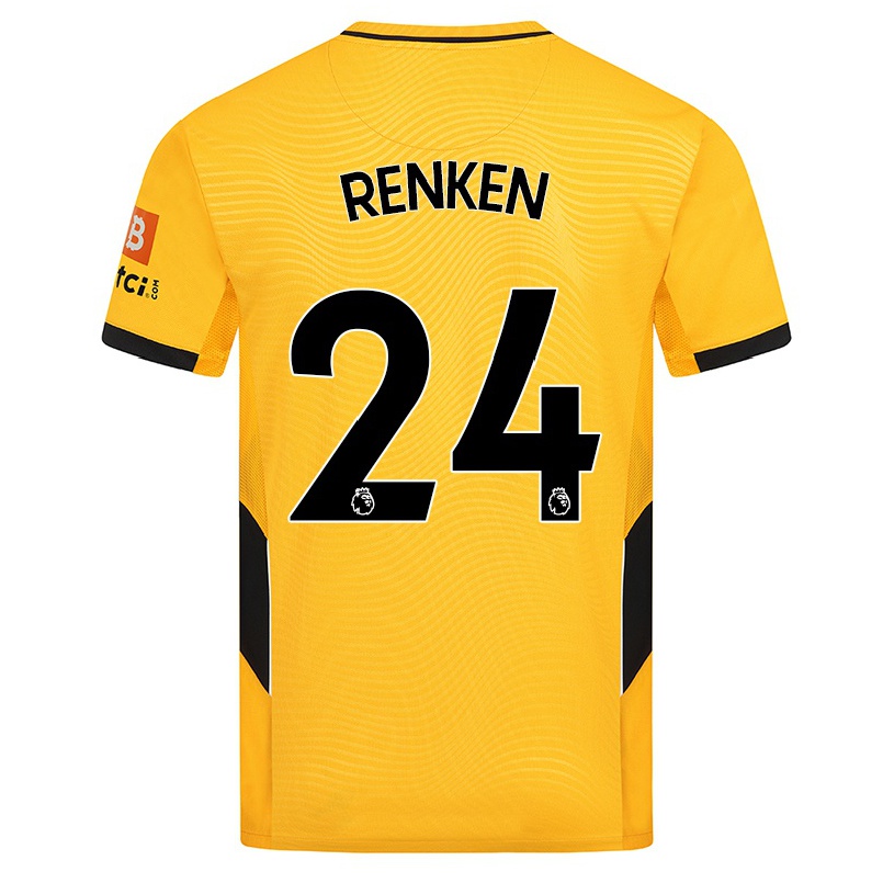 Kinder Fußball Anna Renken #24 Gelb Heimtrikot Trikot 2021/22 T-shirt