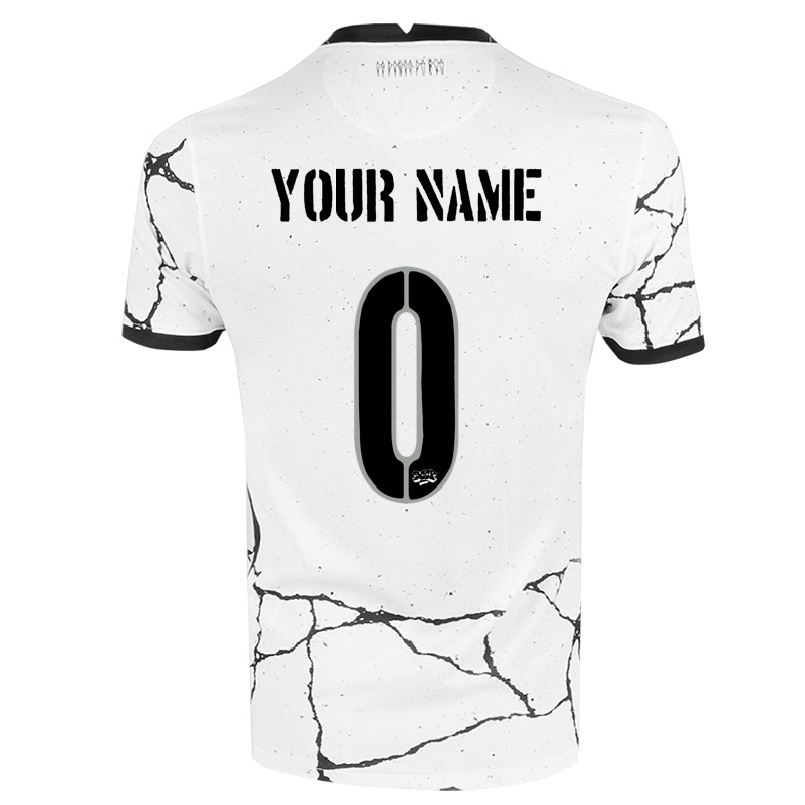 Kinder Fußball Dein Name #0 Weiß Heimtrikot Trikot 2021/22 T-shirt