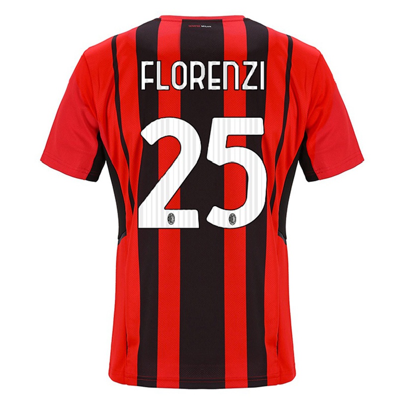Kinder Fußball Alessandro Florenzi #25 Rot Schwarz Heimtrikot Trikot 2021/22 T-shirt