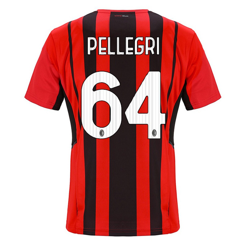 Kinder Fußball Pietro Pellegri #64 Rot Schwarz Heimtrikot Trikot 2021/22 T-shirt