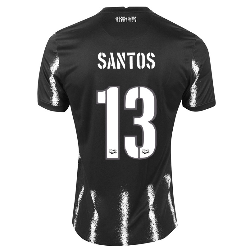 Kinder Fußball Leo Santos #13 Schwarz Auswärtstrikot Trikot 2021/22 T-shirt