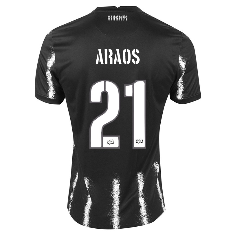 Kinder Fußball Angelo Araos #21 Schwarz Auswärtstrikot Trikot 2021/22 T-shirt