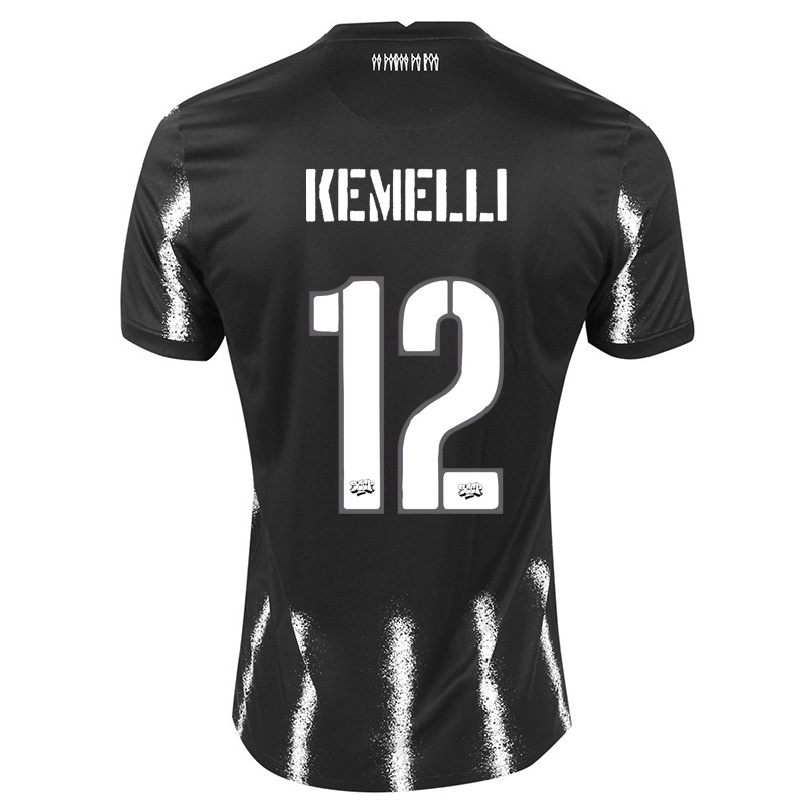 Kinder Fußball Kemelli #12 Schwarz Auswärtstrikot Trikot 2021/22 T-shirt