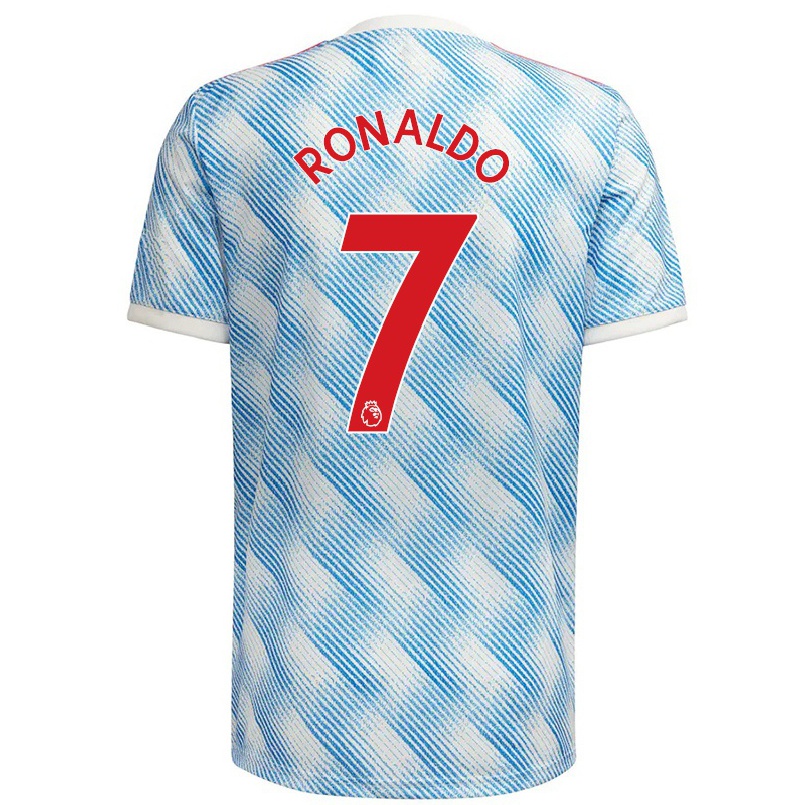 Kinder Fußball Cristiano Ronaldo #7 Blau Weiß Auswärtstrikot Trikot 2021/22 T-shirt