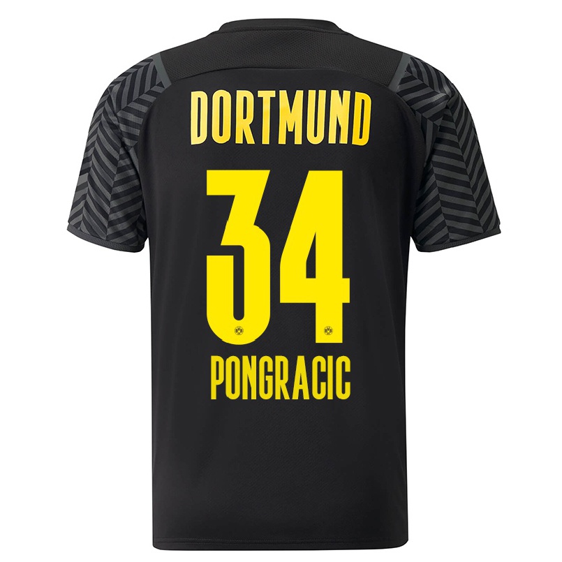 Kinder Fußball Marin Pongracic #34 Grau Schwarz Auswärtstrikot Trikot 2021/22 T-shirt