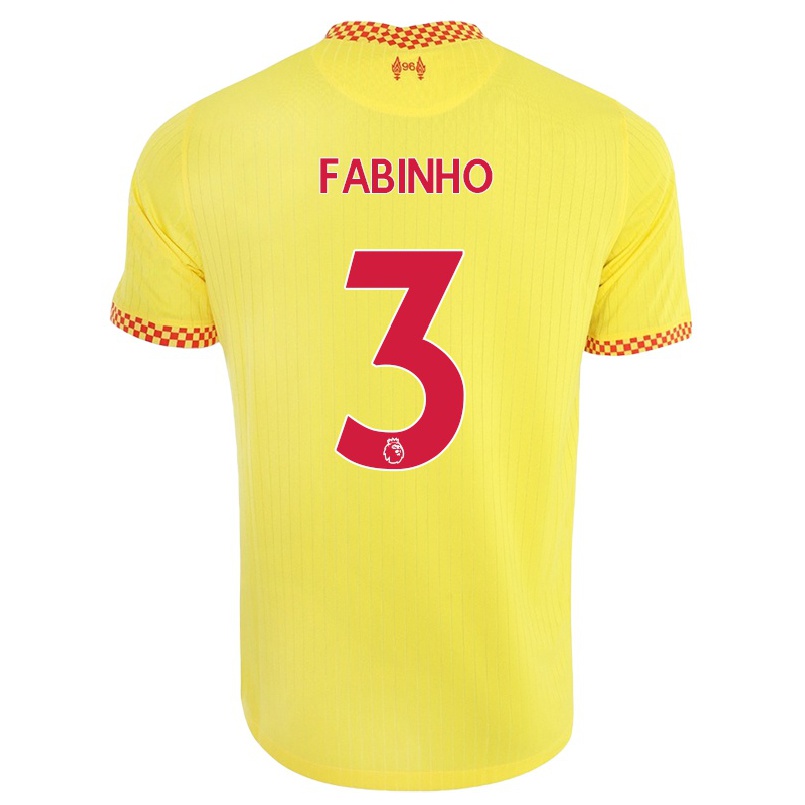 Kinder Fußball Fabinho #3 Gelb Ausweichtrikot Trikot 2021/22 T-shirt