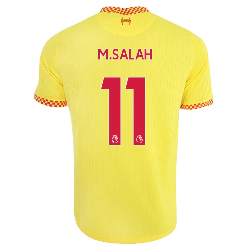 Kinder Fußball Mohamed Salah #11 Gelb Ausweichtrikot Trikot 2021/22 T-shirt